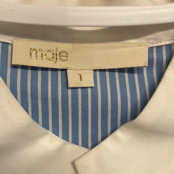 Maje 1 blue pinstripe long sleeve midi dress EUC - Picture 4 of 8